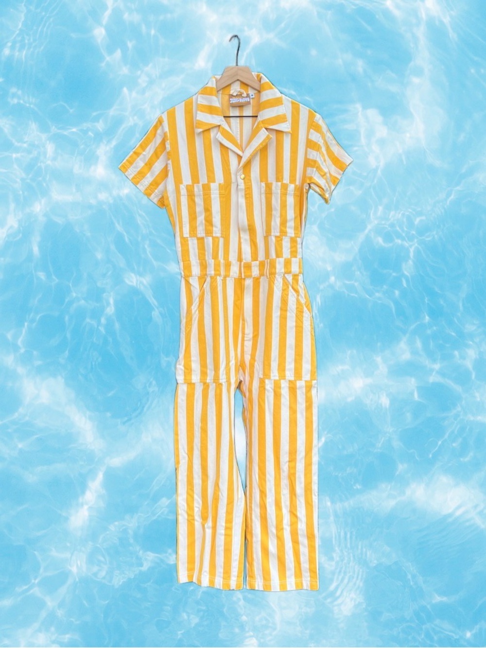 Big Bud Press Golden Yellow Stripe Short Sleeve Jumpsuit Size M
